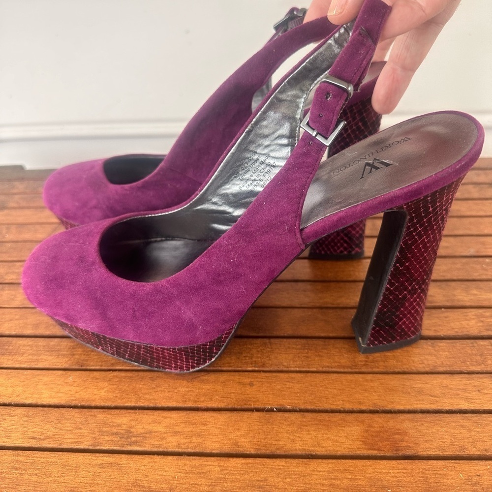 Worthington women's purple sling back platform heels size 9